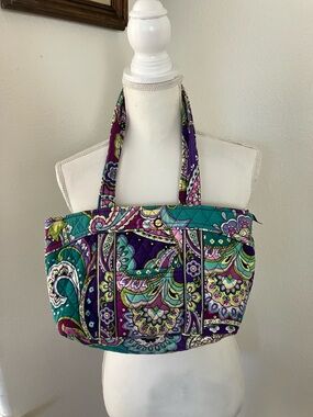 Vera Bradley Quilted Paisley Tote - Purple Teal Lime